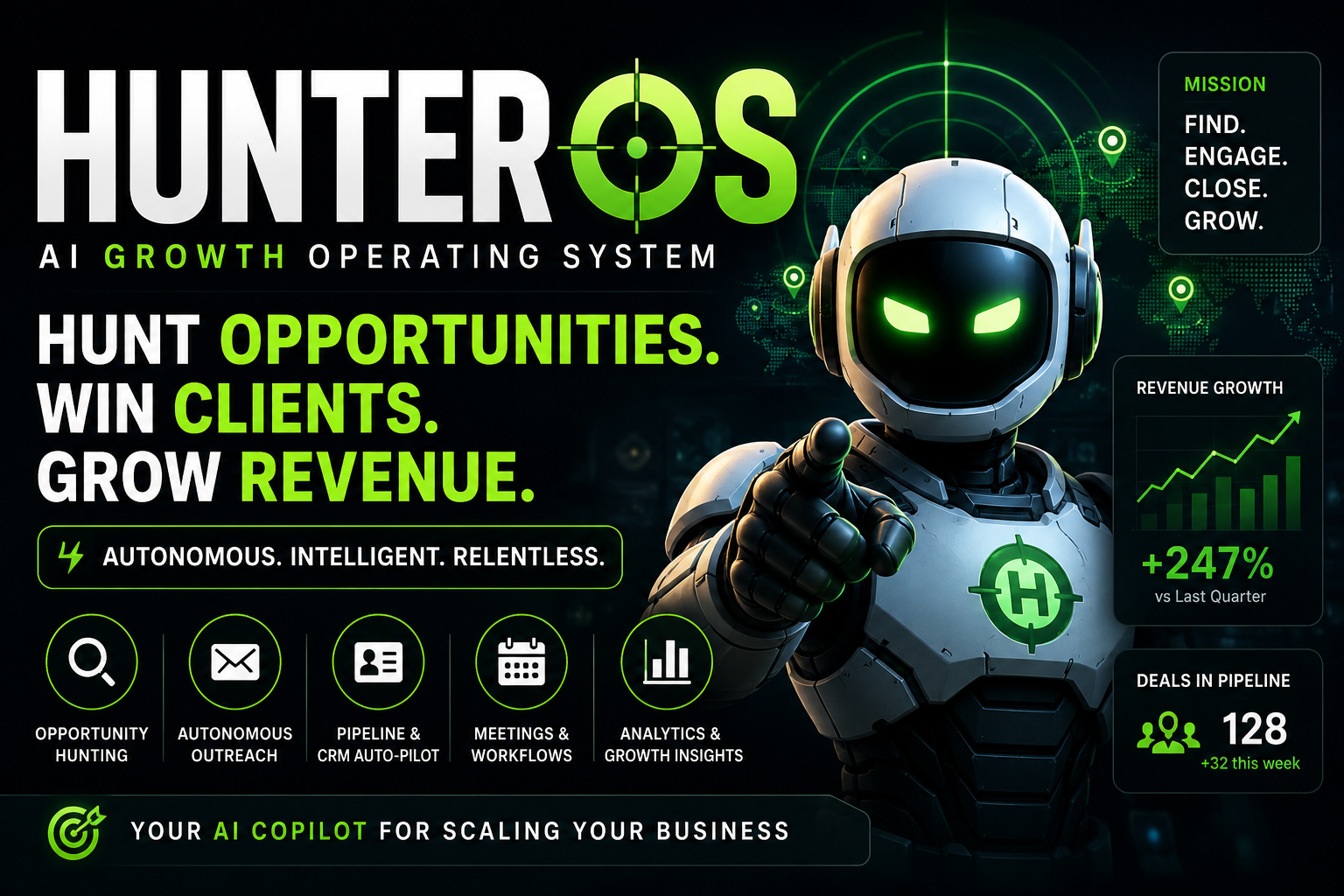 HunterOS Dashboard Mockup
